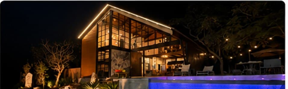 Loft e piscina privativa à noite